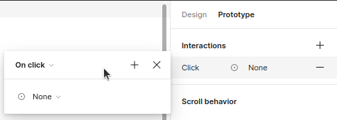 Configuración de la interacción para el efecto hover en Figma