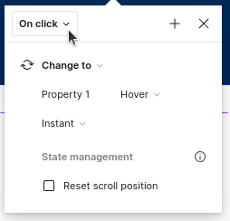 Ventana de configuración de interacción en Figma