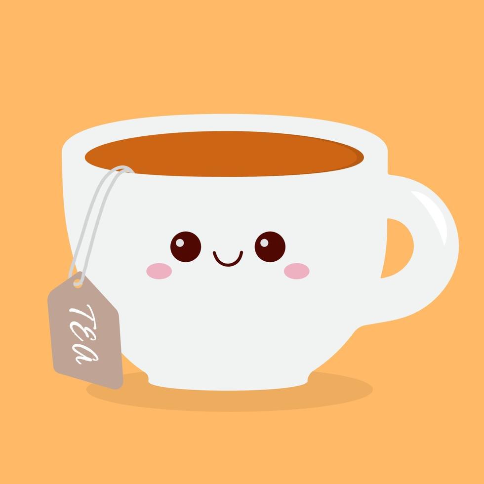 cartoon character tea cup emoji tea vector