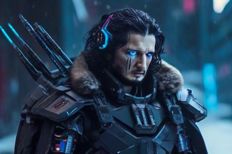 Leonardo Diffusion XL jon snow cyberpunk robot 1